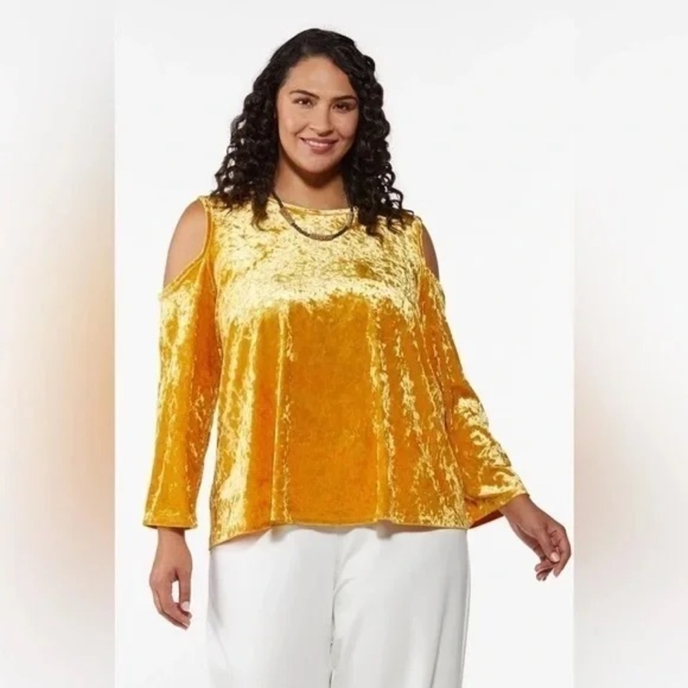 Plus Size Cold Shoulder Velvet Top Various Sizes Available